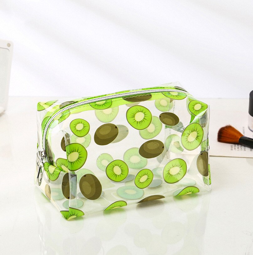 Brivilas bolsa de cosméticos transparente, bolsa feminina impermeável portátil para maquiagem, sacola de viagem, itens de higiene pessoal: Kiwi