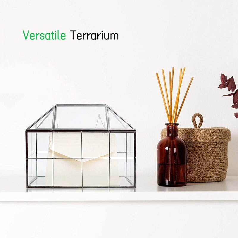 ! Glass Glass Terrarium Handmade House Shape Geometric Glass Container With Swing Lid Indoor Planter For Succulents
