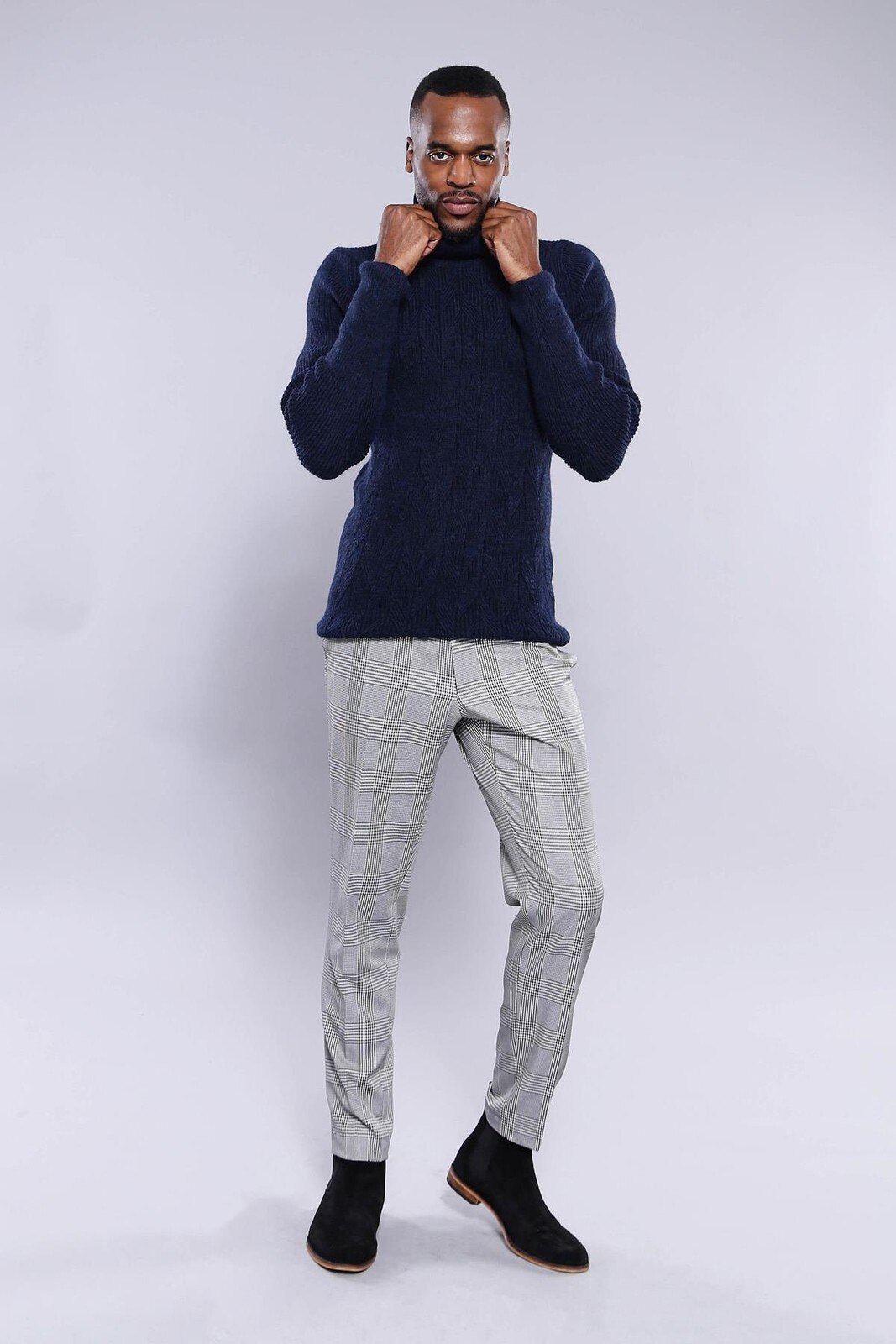 Camisola de malha marinha de gola alta wessi