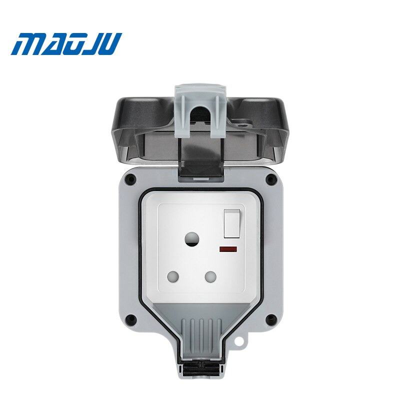 Russia French EU UK British Germany European Single 1Gang Waterproof Socket Switch Enclosure Box Outdoor Outlet Weatherproof 13A: South Africa switch