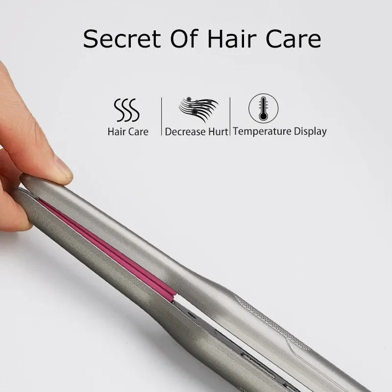 Mini Hair Curler Pencil Hair Straightener 2 in 1 Ceramic Thinnest Narrow Flat Iron with LED Display for Short Beard and Hair