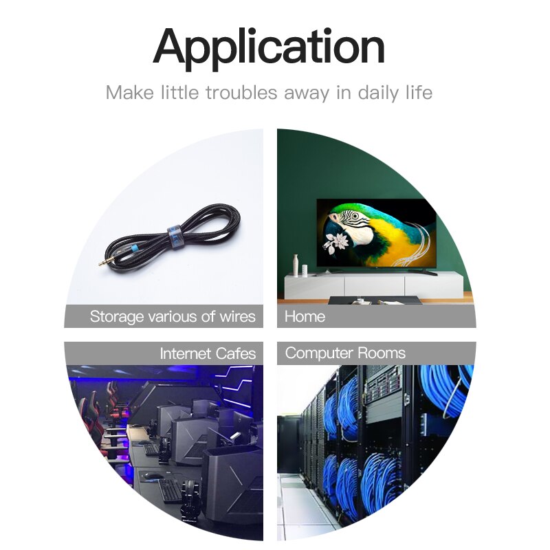 Vention-organizador para cabos, fita velcro para organizar cabo hdmi, fone de ouvido, microcabo usb tipo c
