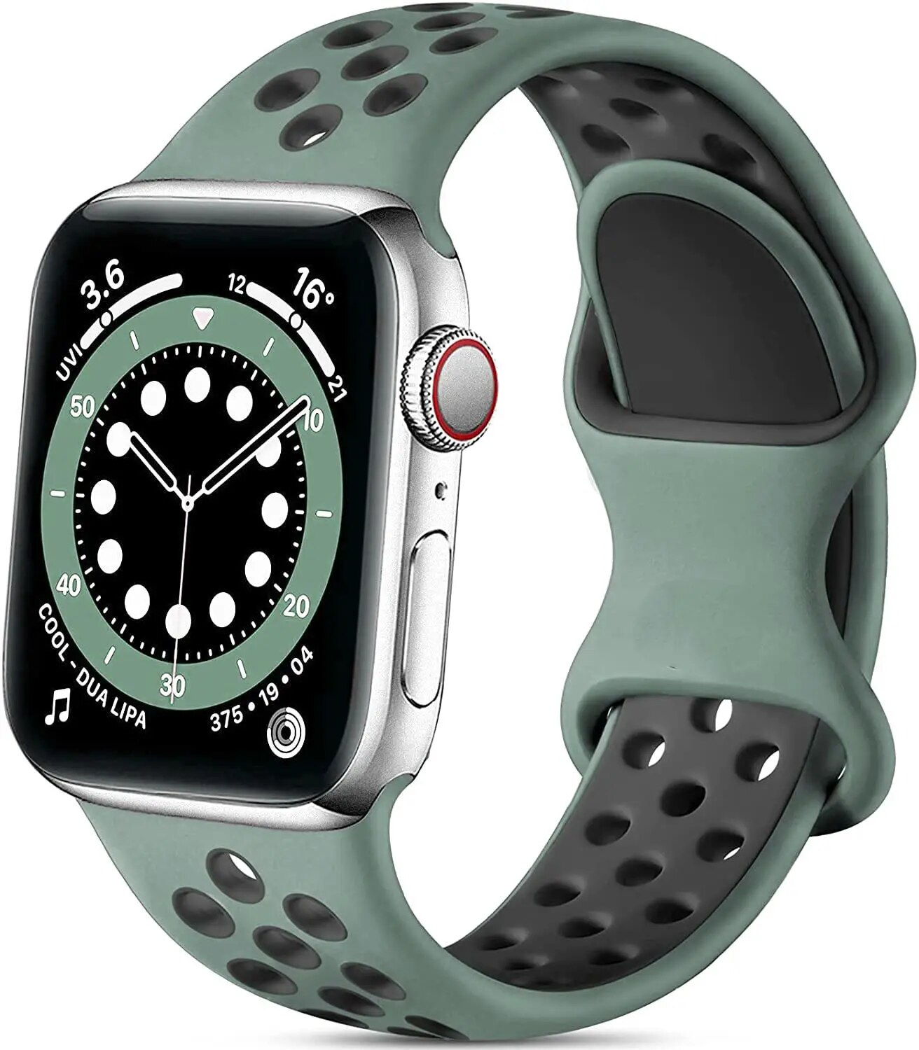 Bracelet de montre en silicone de sport de poignet de remplacement double pour la série Apple IWatch: Cyan / 40mm et plus