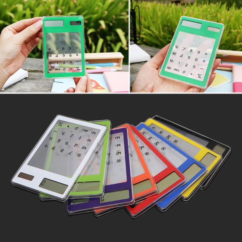 Slim LCD 8-Digit Display Clear Touch Screen Solar Calculator For School Office