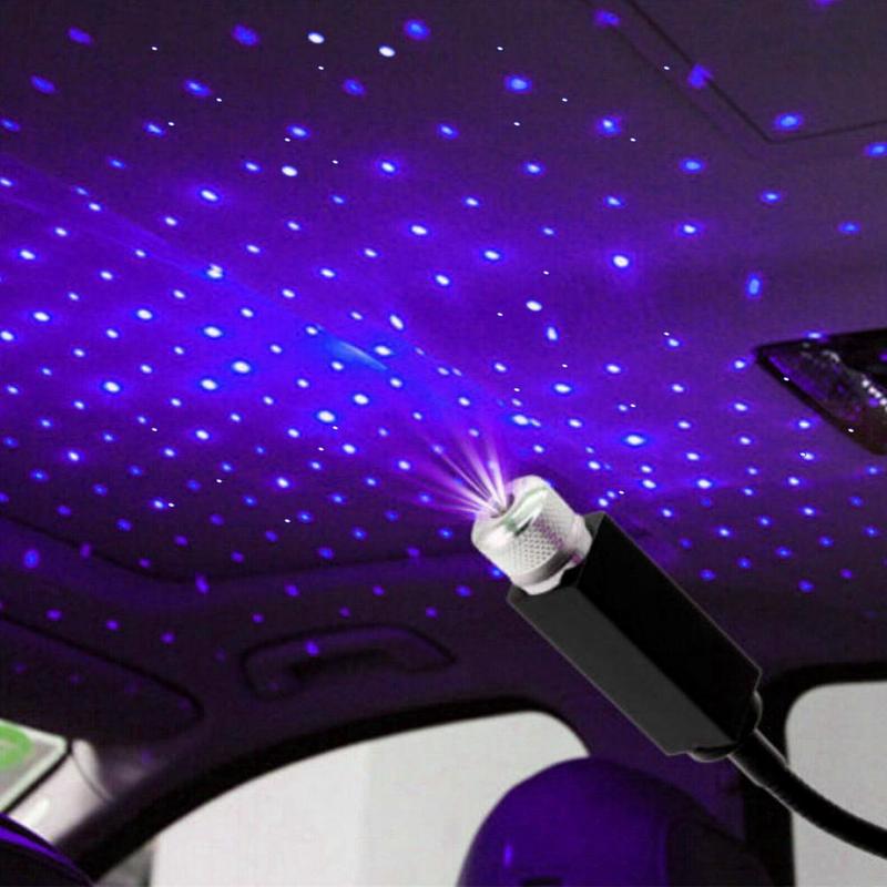 Justerbar usb dekorativ lampe ført bil tag stjerne natlys projektor atmosfære galakse lampe flere lyseffekter