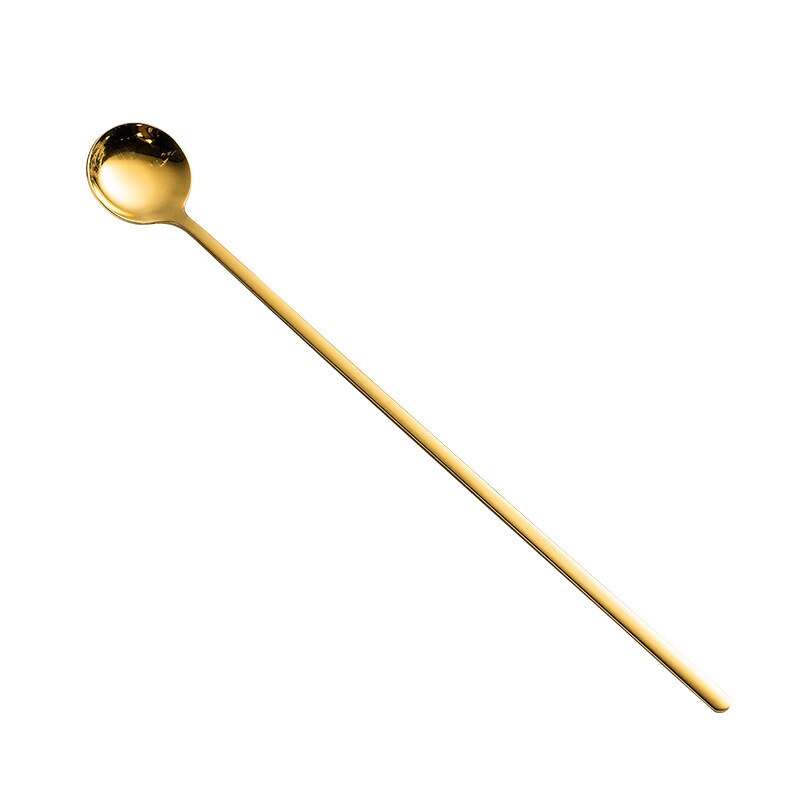 Kleurrijke Ijs Lepel Koffie Lepel Thee Cafe Scoop Lange Steel Lepels Servies Bestek Koffie Drinken Gereedschap Keuken 1Pc: gold