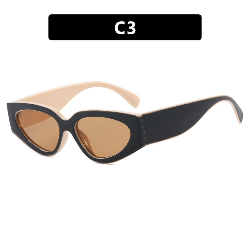 heevoo Punk Cat Eye Sunglasses for Women Brand Edgy Square Frame Plastic Retro Vintage Accessories: WHITE / Yellow
