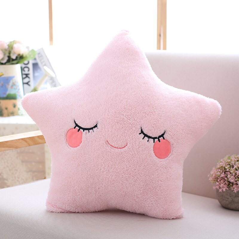 Pluche Sky Kussens Slapen Glimlach Wolk Ster Water Maan Kussen Kamer Cot Bed Decor Natuur Kussen Blauw Roze meisje: pink star