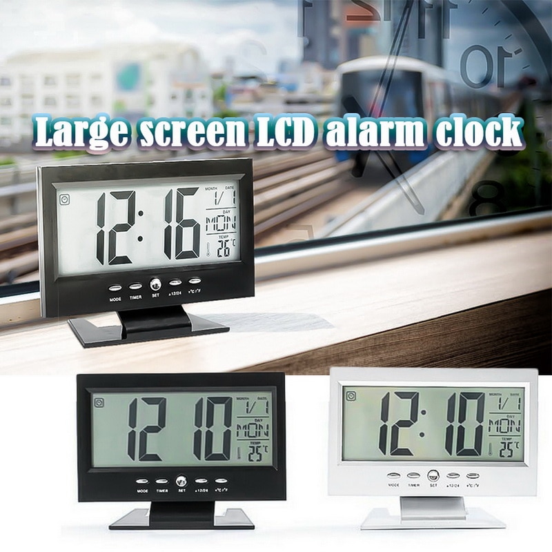 Voice Control LCD Screen Thermometer Clocks indoor Humidity Monitor Electronic Digital Display Temperature Alarm Clock Calendar