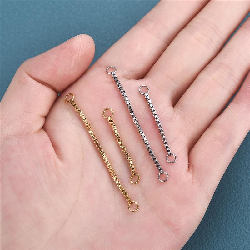 10 Uds. De cadena de extensión soldada de acero inoxidable de 3cm/5cm, collar dorado, extensor de pulsera, cadenas de cola para suministros de joyería DIY