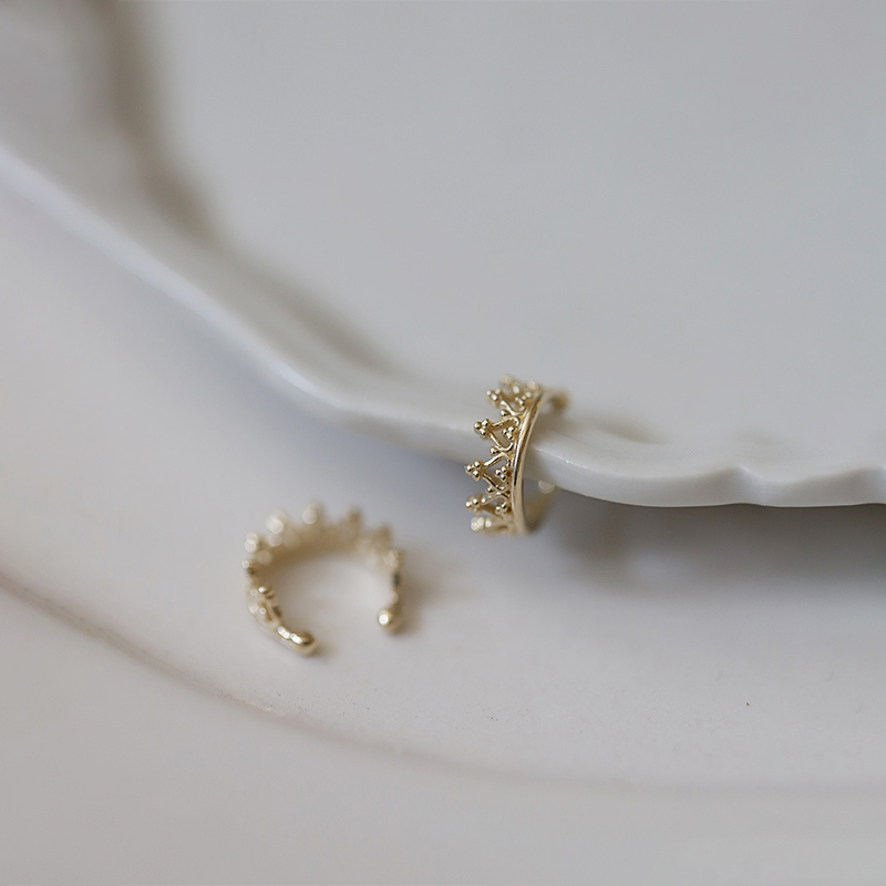 INZATT-pendientes de plata de primera ley con forma de corona para mujer, aretes pequeños, plata esterlina 925, oro de 14 quilates, estilo minimalista, Punk,