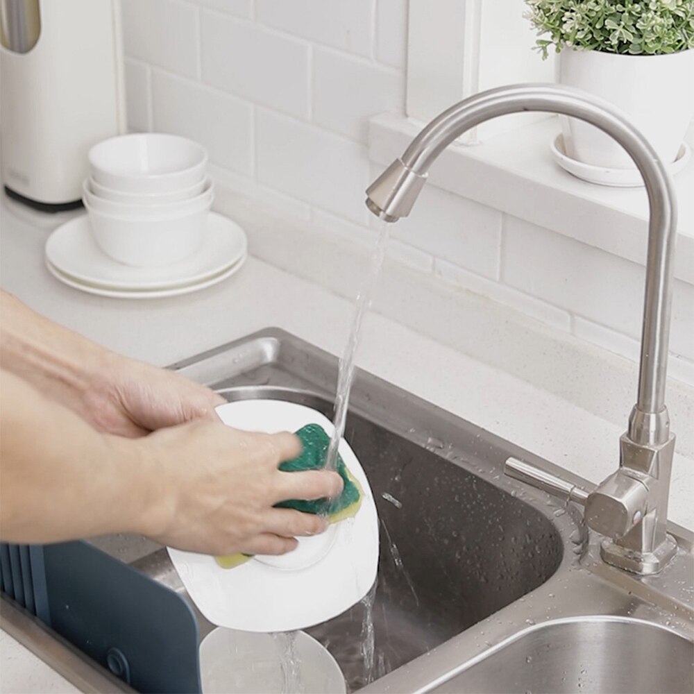 Kitchen Sink Splash Baffle Board Dish Washing Attached Strong Suction Cup Sink Water Splash Guard Splash Protector EIG88