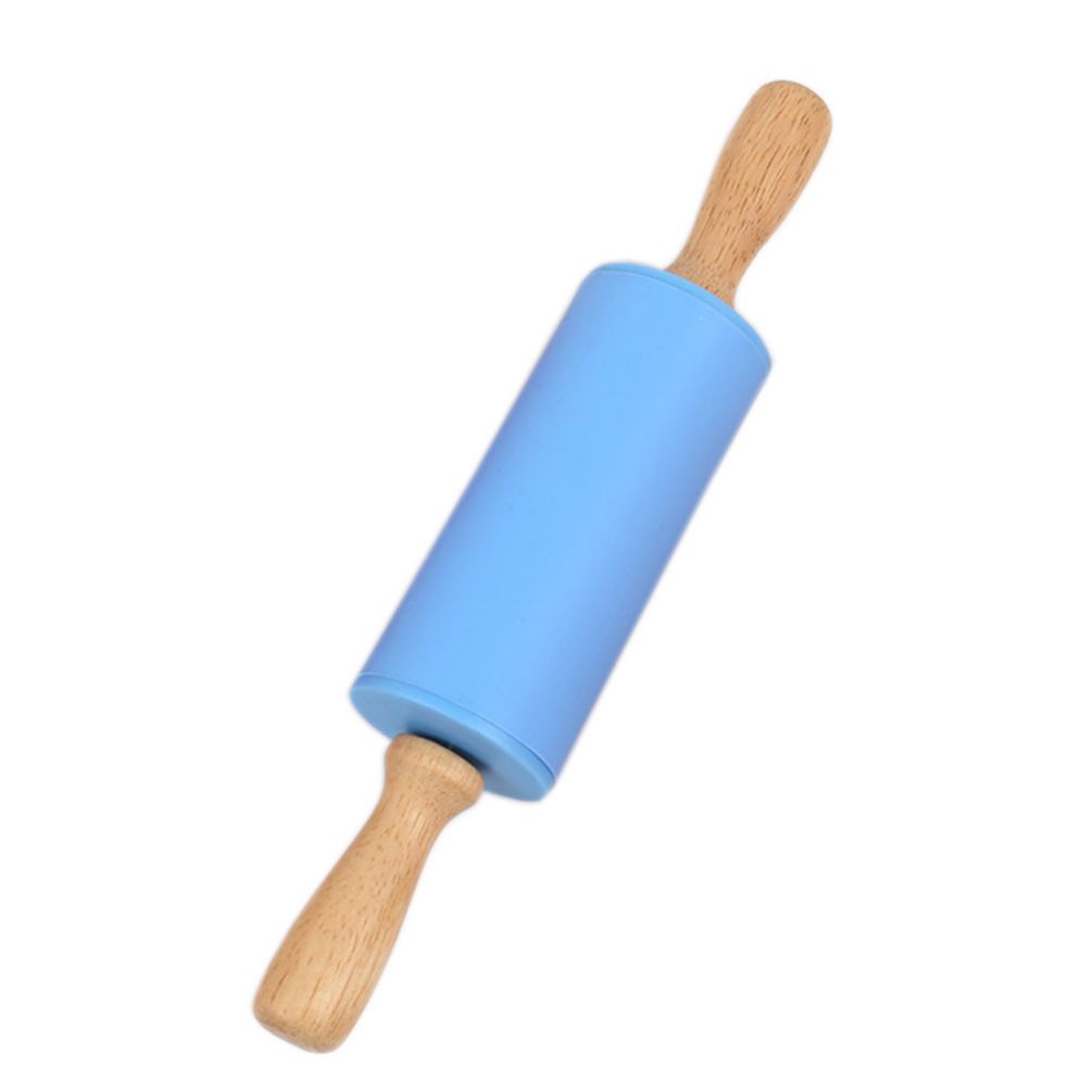 1PC Silicone Rolling Pin Dough Roller Handle DIY Kitchen Baking Children Pastry Stick Cake Decor Cooking Tool: Blue