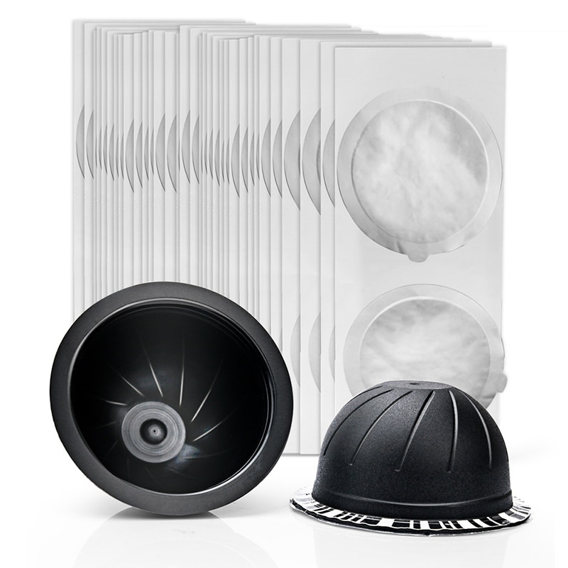 15 stk/sæt genanvendelige kaffekapsler sabotage aluminiumsfolie kit 70/230ml til nespresso vertuo env 135 bae & til krups  xn 9031