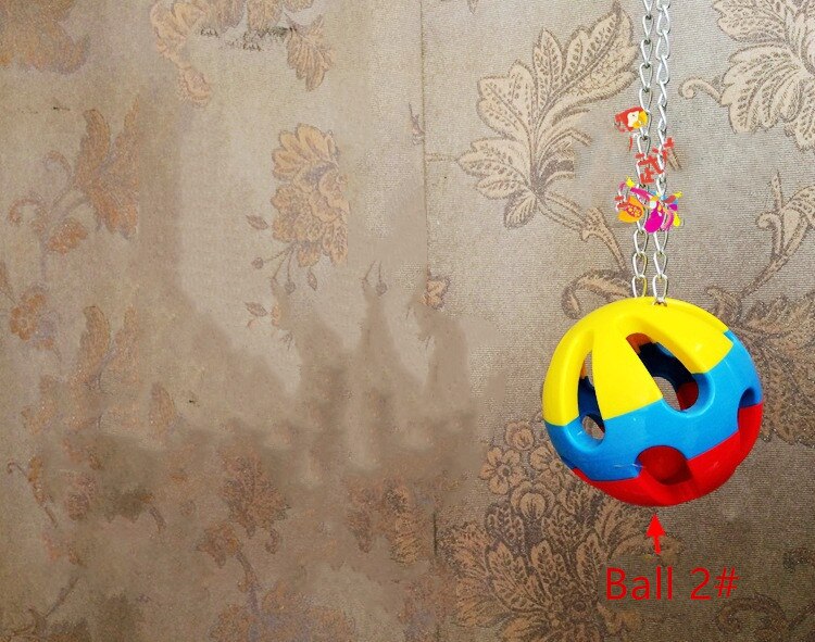 1PC animal de compagnie oiseau en plastique mâcher balle mignon animal perroquet jouet oiseau creux cloche boule chaîne Cage jouet pour perroquet calopsitte perruche: B