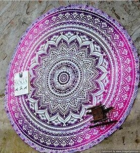 Yoga Mat Deken Mandala Strandlaken Indian Grote Lotus Afdrukken Ronde Kwastje Wandtapijt Totem Deken Vloer Pad Voor Decoratieve: Blauw