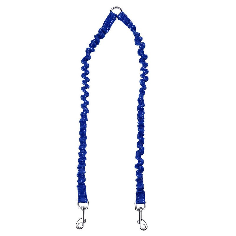 Acoplador de correa doble para perro, cuerda elástica de plomo para caminar, divisor de correa para dos perros: Azul