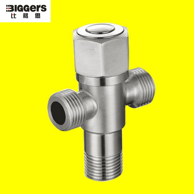 304 stainless steel brush finish 1/2" bathroom filling valve 3-way toilet bidets shattaf diverter angle valve