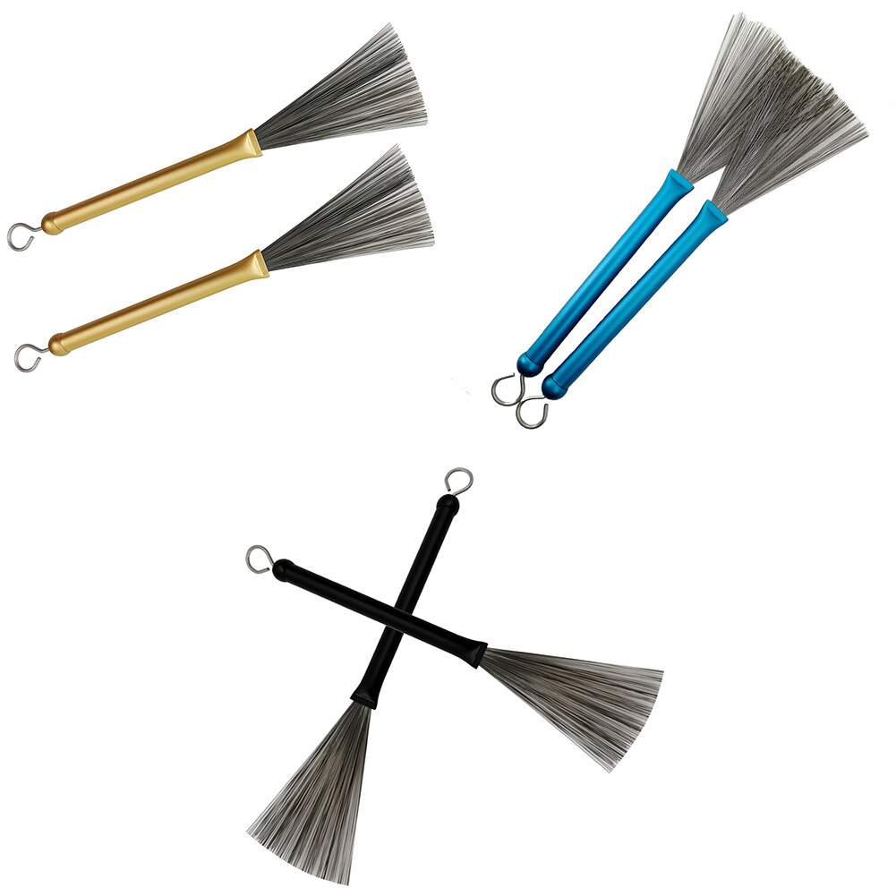 2Pcs Metal Wire Drum Brushes Cleaning Tool Portable Jazz Musical Retractable Sticks Musical Accessories Snare/Jazz Drum Brushes