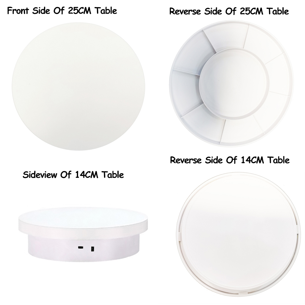 25CM Photography Electric Rechargeable Rotating Turntable Display Stands for Jewelry Product Display Chargeble 3D Scan Pan