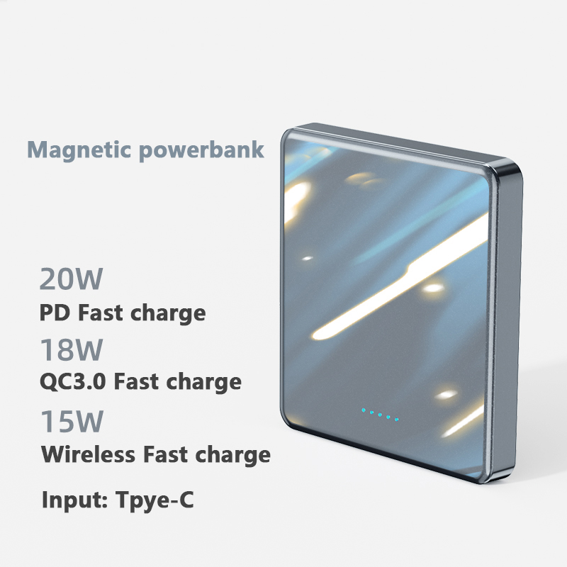 Magnetische Power Bank Draadloze Oplader 15W Snel Opladen Externe Batterij Draagbare Oplader Voor Iphone13 Extra Batterij Poverbank: GRAY / 10000mAh
