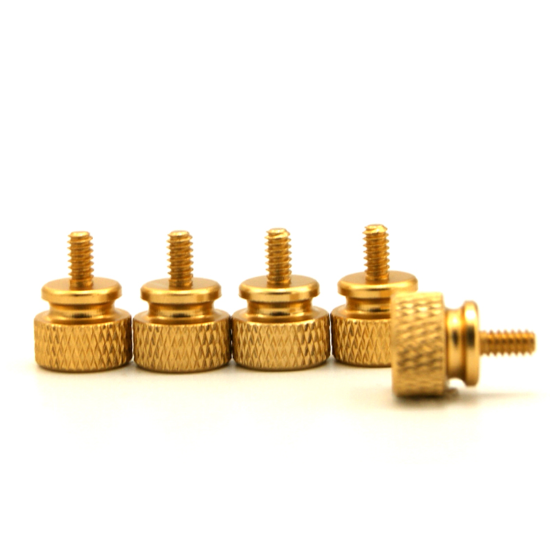 5PCS 6#-32*6mm Aluminum Thumb Screw,Computer Case Screw,PC Case Side Panel Screw,Knurled Hand Screws anodized 11 colors: Gold-5pcs