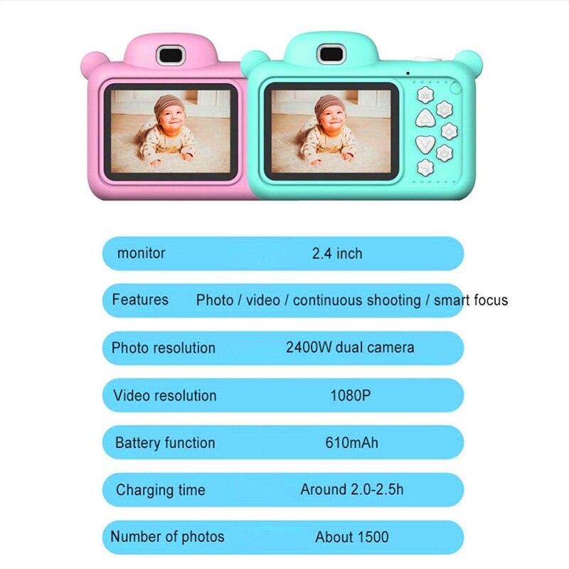 2.4 "voll HD Mini 1080P Kameras Video Spielzeug freundlicher Karikatur Nette Kamera Fotografie für freundlicher freundlicher Kamera Digital kamera
