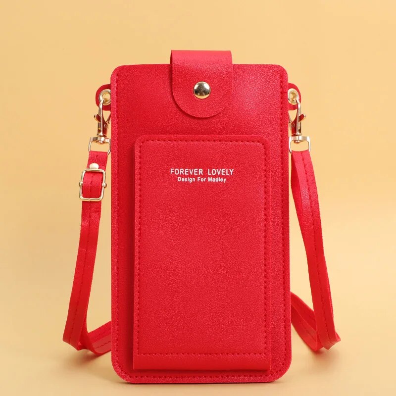 Damestassen Zachte Lederen Portefeuilles Touchscreen Mobiele Telefoon Portemonnee Crossbody Schouderriem Handtas Voor Dames Goedkope Damestassen: Rood