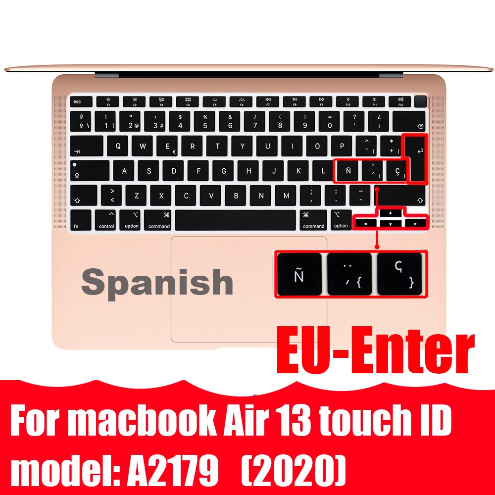 Z ñ hiszpańska osłona klawiatury Protector dla Macbook Air13 A2337A2179 dla Macbook Pro13 A2338A2289 A2159 klawiatura folia ochronna: EU A2179 Air13 2020