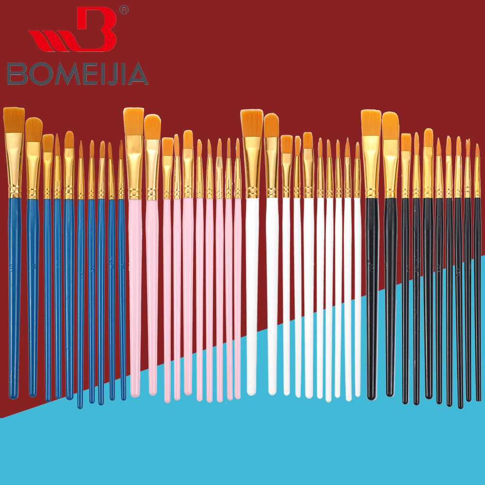 BOMEIJIA Art Supplies Watercolors 10 Pcs Plastic Rod Color Brush Set Drawing Oil Paint Brushes
