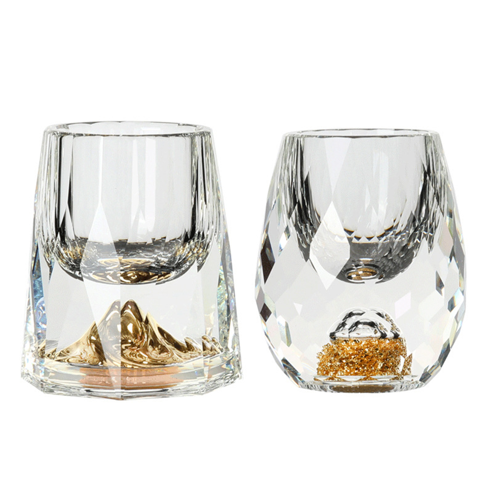 15ML Crystal Glasses Gold Foil Crystal Shot Glasses For Vodka Glass Wine Set Double Glass Wine Cup For Home Bar Liquor Cups