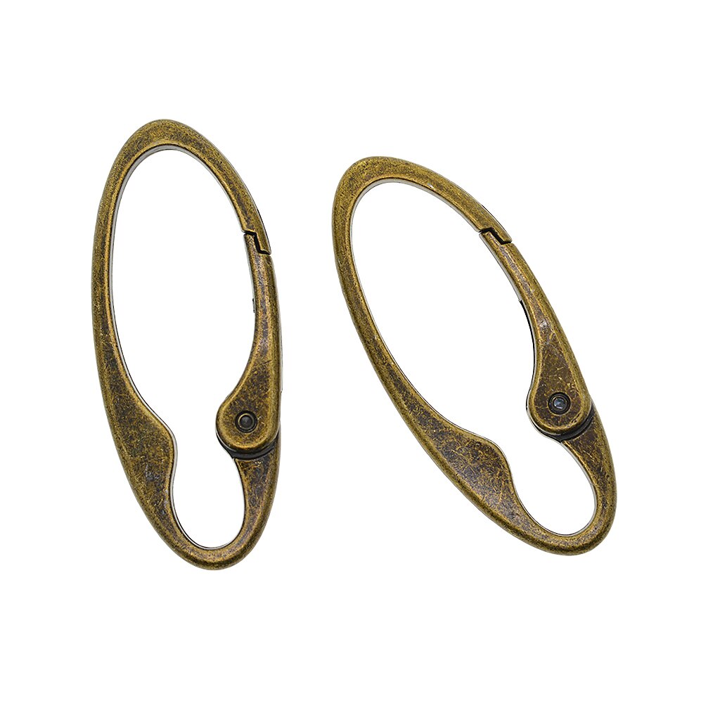 2Pcs Antqiued Bronze Key Buckle Snap Spring Clip On Hook Carabiner Camping