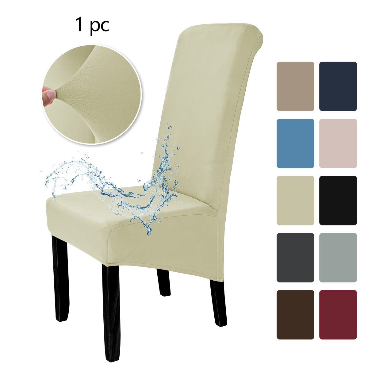 1pc elastiske vandafvisende stolebetræk med høj ryg, egnet til beskyttelse af hotelstolebetrækets dekoration: Gul