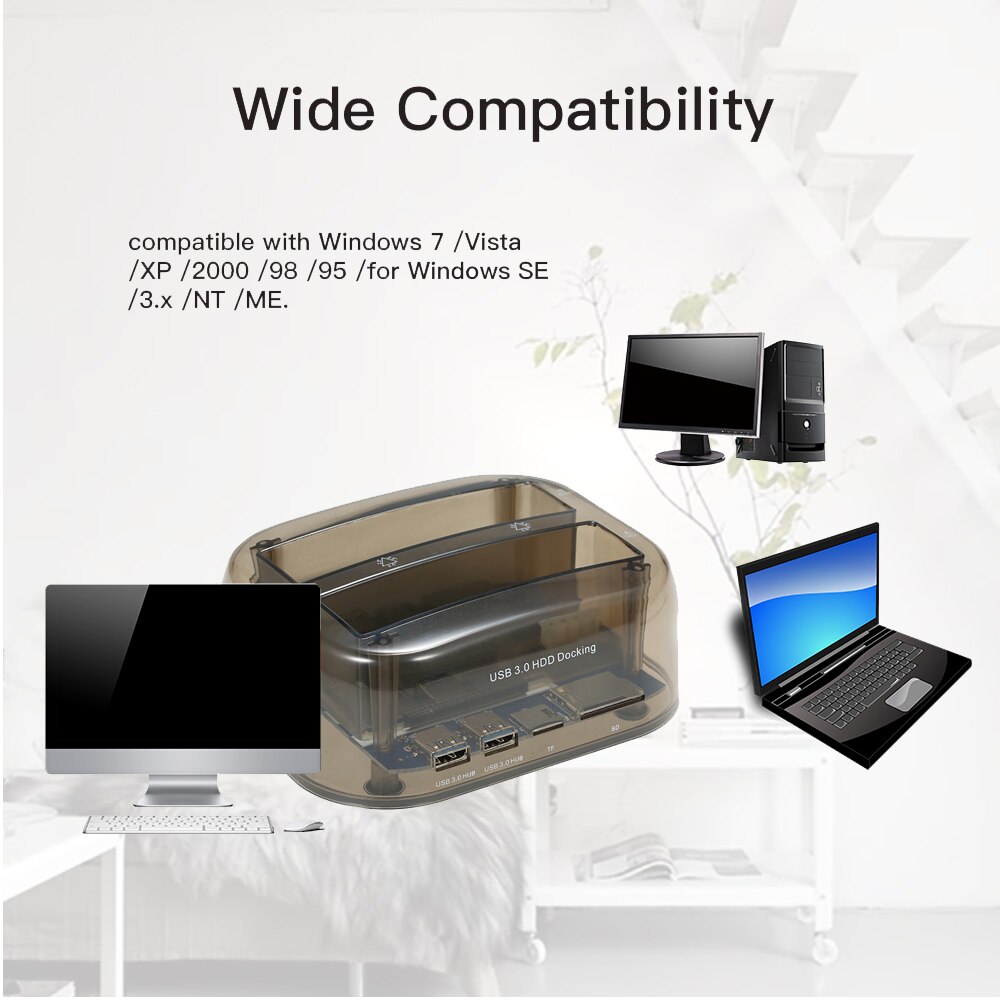 Tishric Hdd Docking Station Ide Sata 2 In 1 Hdd Dock Interne Harde Schijf Voor 2.5 3.5 Inch Ssd disk Case Reader Usb 2.0