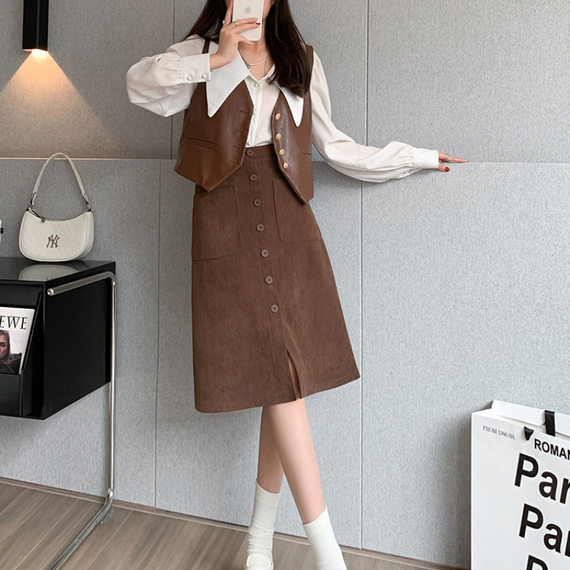 Kabel Röcke Frauen Herbst Winter Taschen bequeme Persönlichkeit Damen alle-Spiel Jahrgang Harajuku zarte schicke Knöpfe Temperament