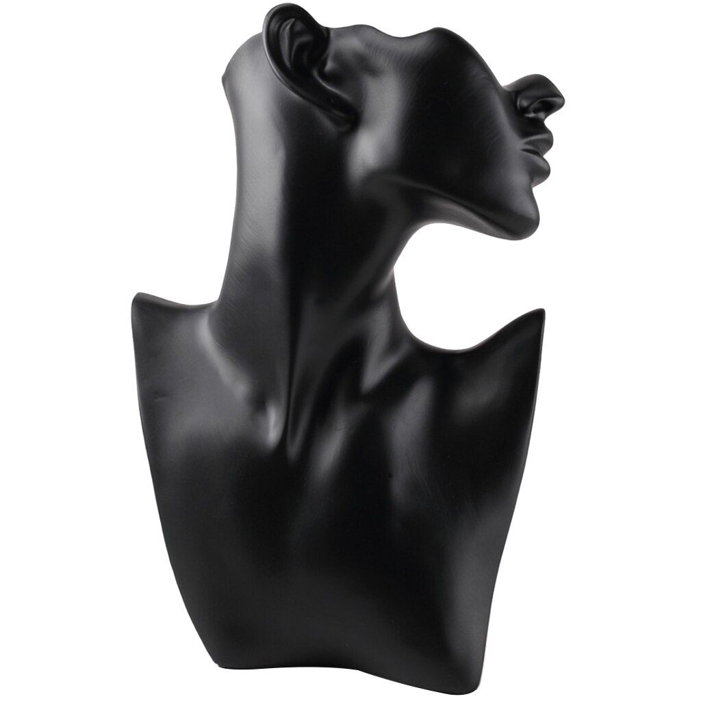 Resin Female Mannequin Head Bust Stand Model Shop Jewelry Necklace Display: L Black Resin