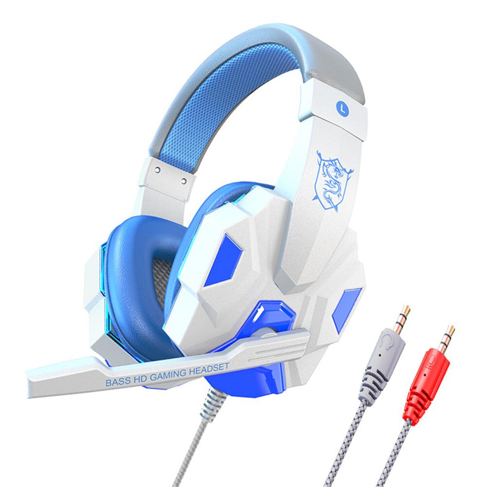 Wired Gaming Headset Met Microfoon 3.5Mm Krachtige Geluid Hoofdtelefoon Voor Kantoor Elektronica Computer Pc Gamers Gaming Hoofdtelefoon: White no light