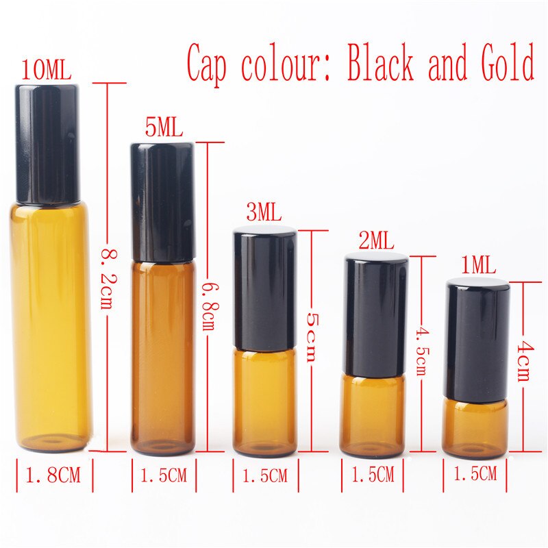 3/5/10ml Glass Bottles with Stainless Steel Roller Balls Essential Oil Bottles Empty Cosmetic Containers Refillable Bottle