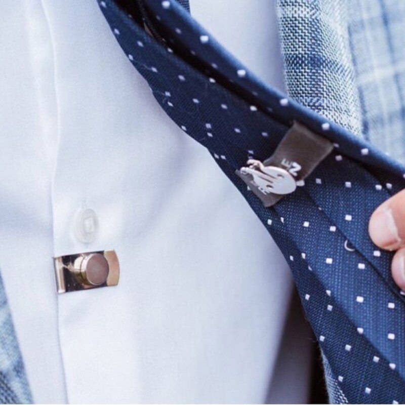 Praktisk magnetisk #39 usynlig jakkesæt til mænd i rustfrit stål magnetisk reversnål holder slipset på plads