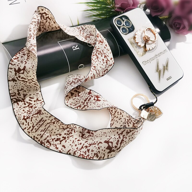 Water Ink Printed Silk Phone Lanyard Strap For iphone redmi samsung Camera Mobile Phone ID Card Long Hanging Rope String