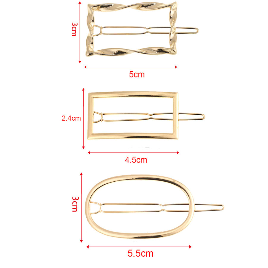 AWAYTR-Pinza para el cabello geométrica de Metal , pasadores triangulares redondos, pasador de horquilla, pinzas para el cabello, accesorios para el cabello de para mujeres y niñas