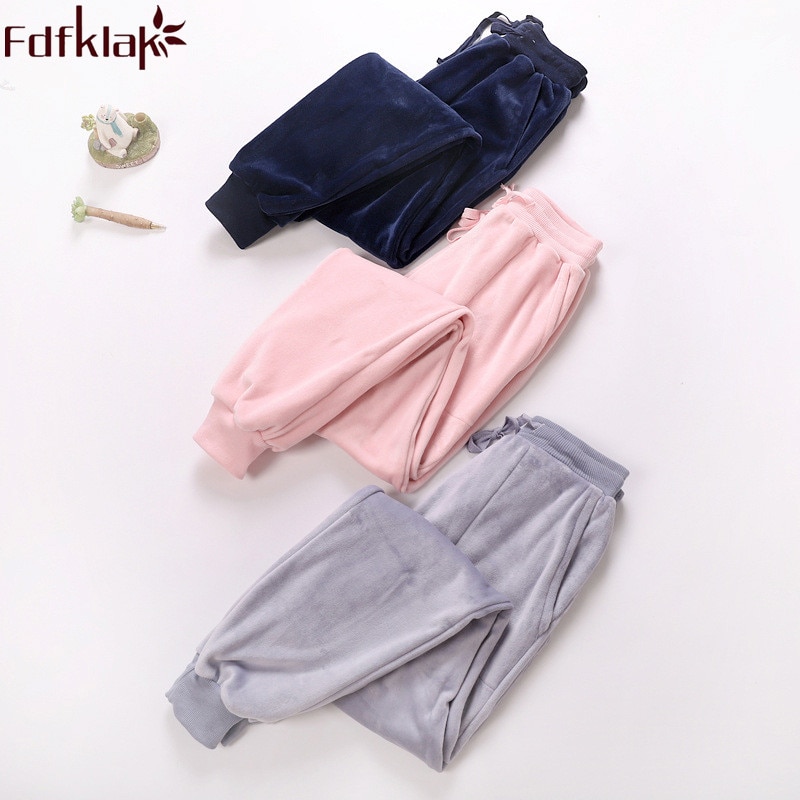 Fdfklak Thuis Broek Voor Vrouwen Winter Flanellen Pyjama Broek Vrouwen Pyjamabroek Lounge Wear Dames Slapen Broek M-XXL