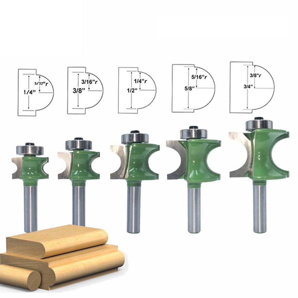 5 unids/set mango Bullnose mitad ronda poco fresa para fresado flauta madera teniendo herramienta de carpintería fresadora