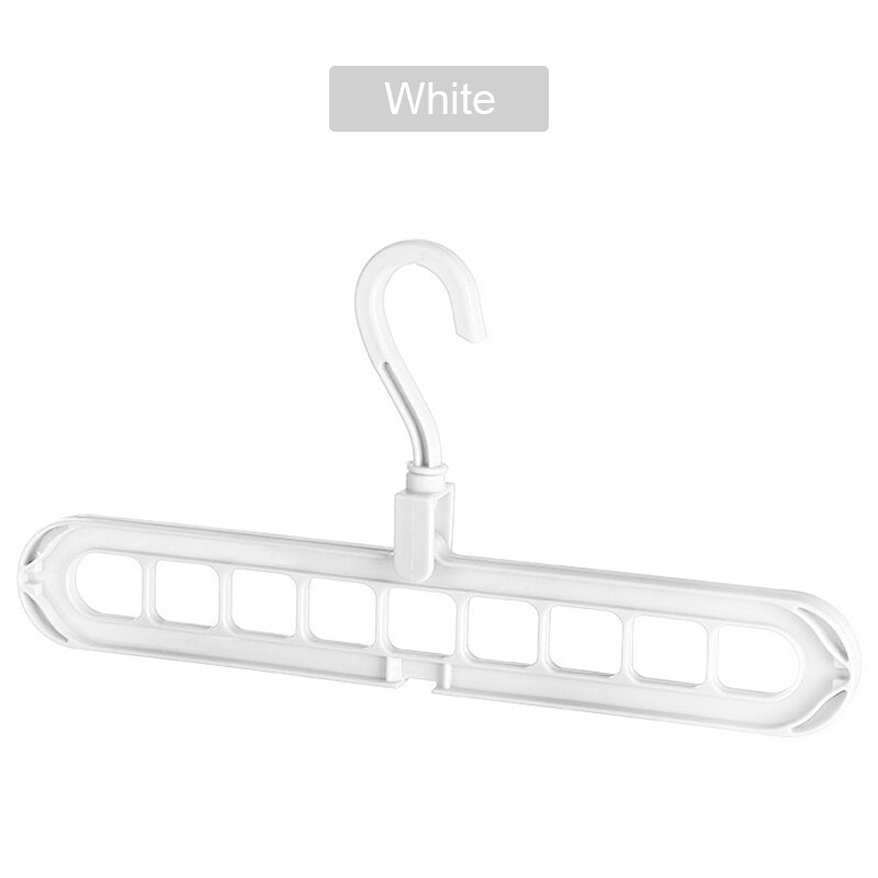 Cintre pliant en plastique à 9 trous, organisateur de vêtements, gain de place, cintre multifonction, supports de séchage pour écharpe de vêtements: White