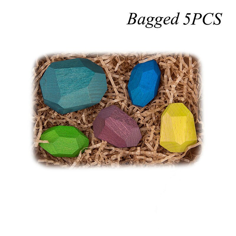 Creatieve Houten Jenga Bouwsteen Gekleurde Steen Educatief Speelgoed Koude Toon Nordic Stijl Stapelen Spel Kinderen Houten Speelgoed: M-Bagged 5pcs