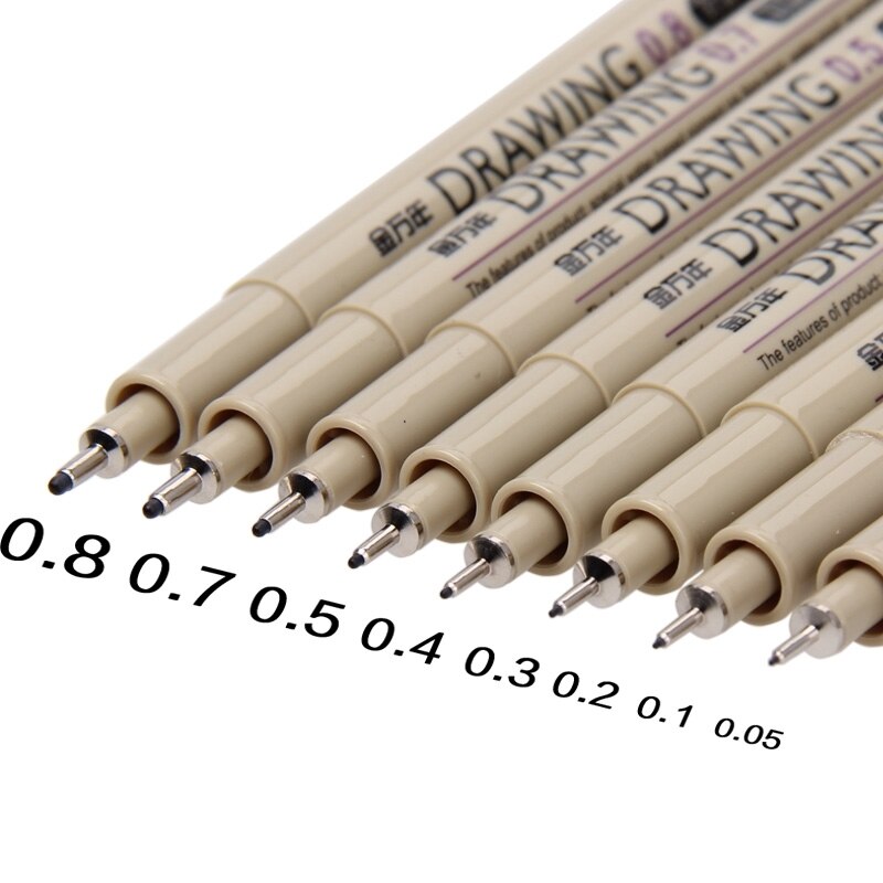 8 pcs/pack Needle Drawing Pen Art Sets Hook fine point Line Pen