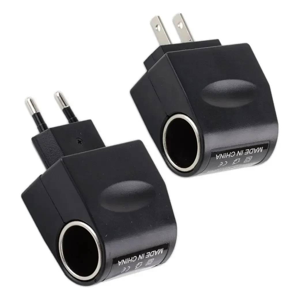 Ac-adapter med biluttak, billader, eu-plugg , 220v ac  to 12v dc, bruk for elektroniske bilenheter, bruk hjemme