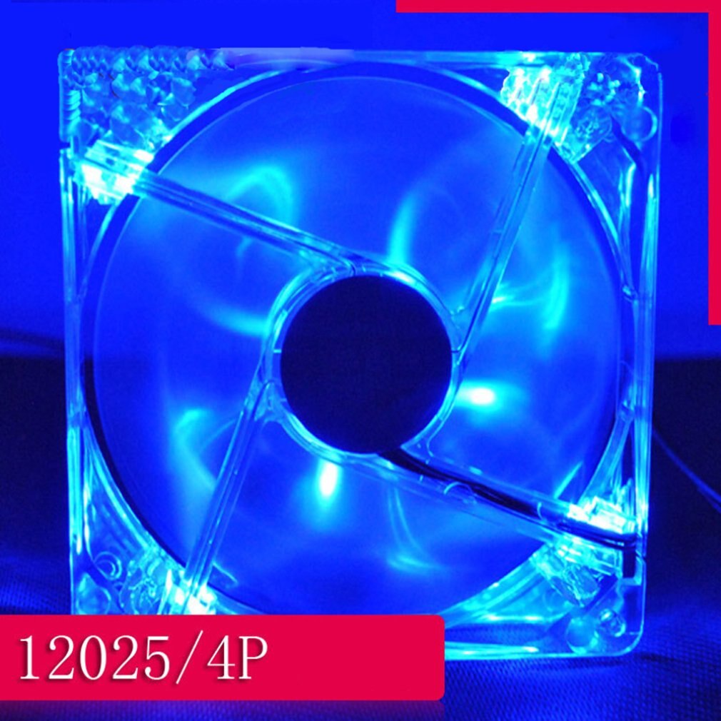 Cooling Fan PC Computer Fan Quad 4 LED Light 120mm PC Computer Case Cooling Fan Mod Quiet Molex Connector Easy Installed Fan 12V: 80MM Blue