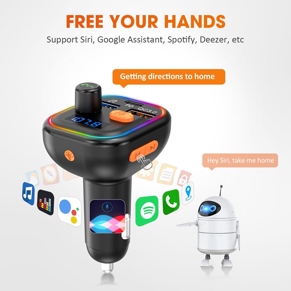 VicTsing – transmetteur Bluetooth 5.0 FM BH438, adaptateur sans fil avec PD et QC3.0, double Charge rapide, récepteur Audio rvb pour voiture