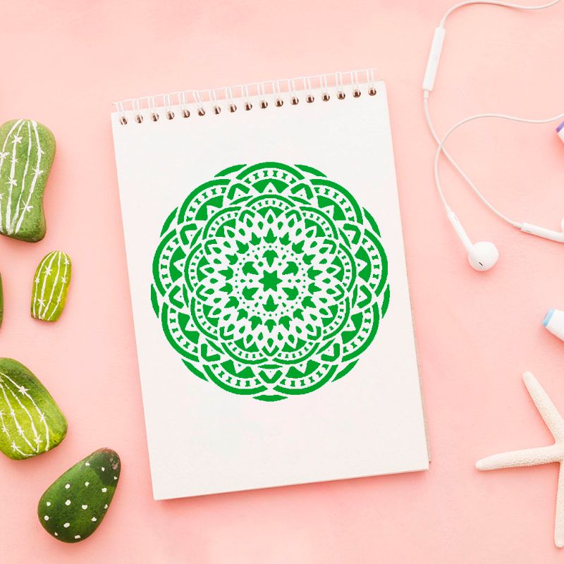 9pcs/set Mandala Stencil Drawing Template for Tile Floor Painting Board DIY Album Scrapbooking Decor